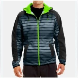 UNDER ARMOUR Storm Hoodie Jacket Fleece Lined Loose Sweatshirt Striped Black S
